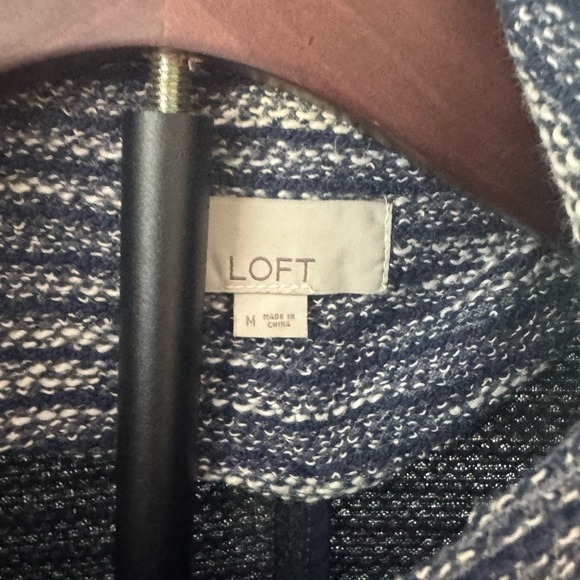 LOFT Navy and White Textured Jacket -Medium - Picture 3 of 7